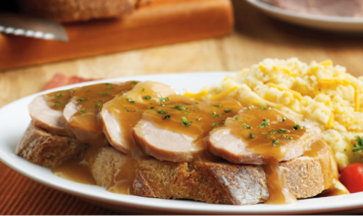 Open-Face Pork Sandwich With Cheesy Garlic Mashed Potatoes Recipe ...